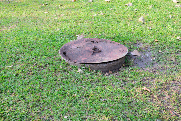 The opening of a septic tank