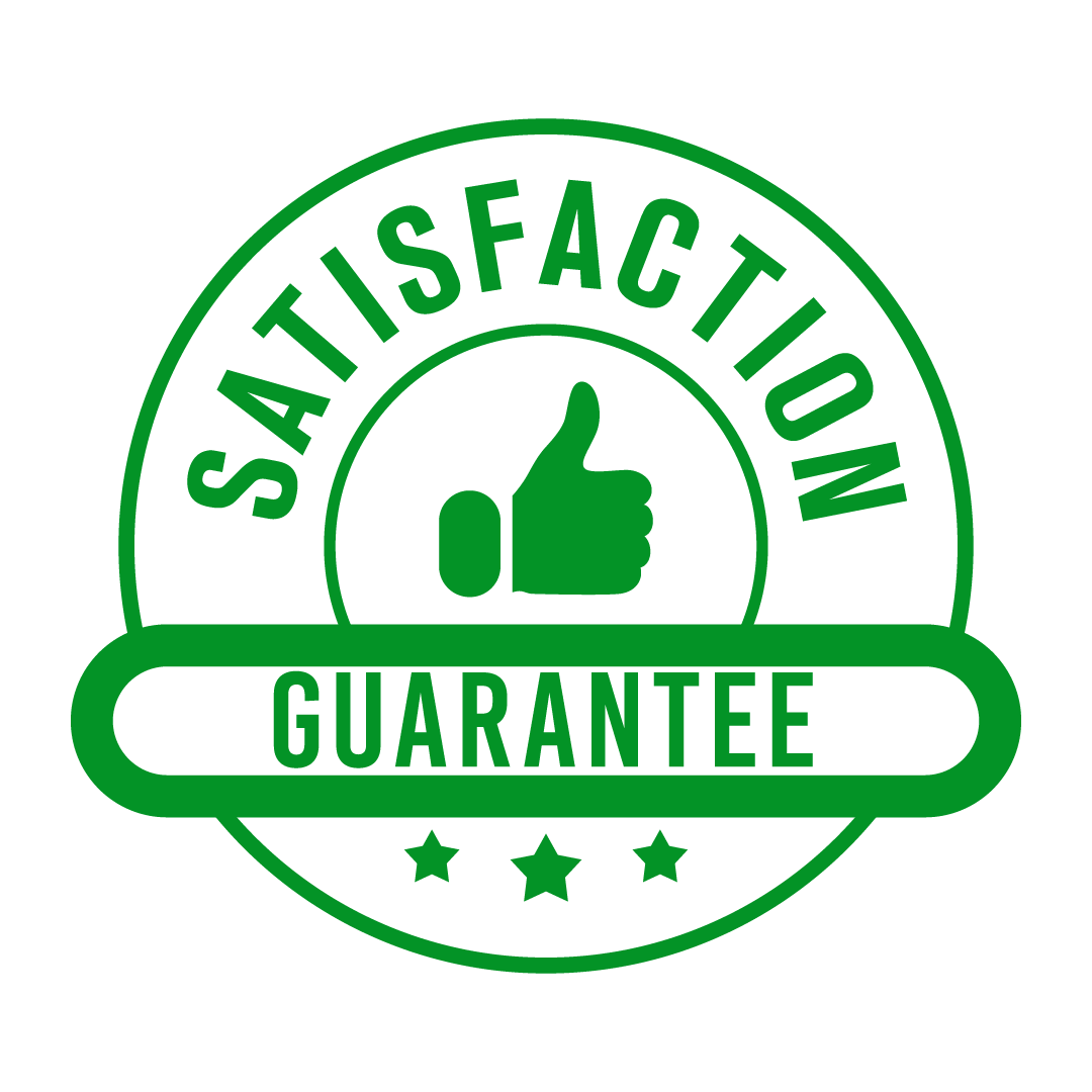 Text that reads, "Satisfaction guarantee"